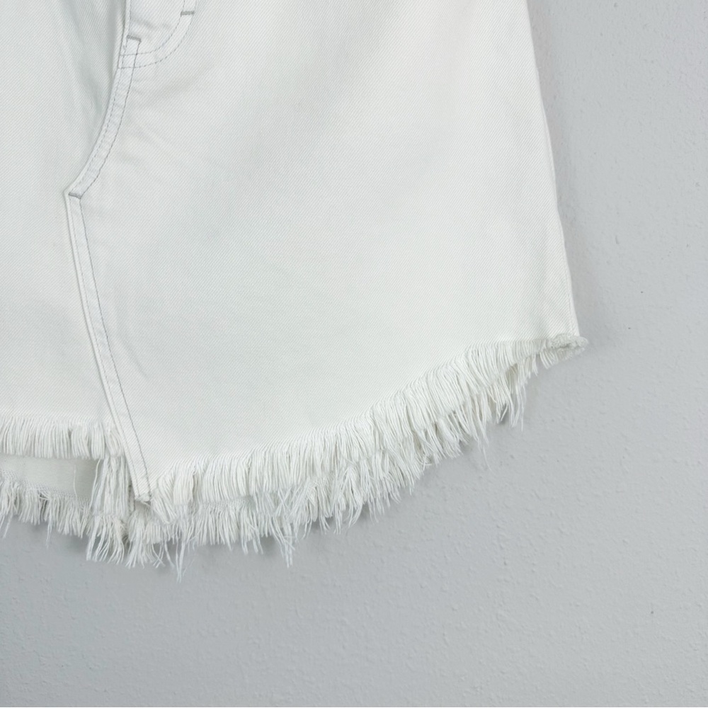 Free People Bailey Denim Mini Size 29 White Cotton 5-Pocket Curved Frayed Hem - Picture 4 of 9